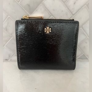 Tory Burch black patent wallet